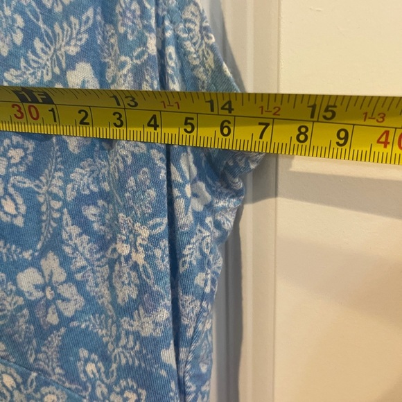 LL Bean Dress Wome Blue Fit Flare Wrap Floral Stretch Cottage Pleated small p - Picture 7 of 7